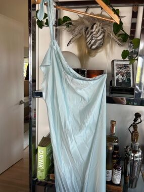 Vintage Fernando Sanchez Light Blue Satin Slip Dress